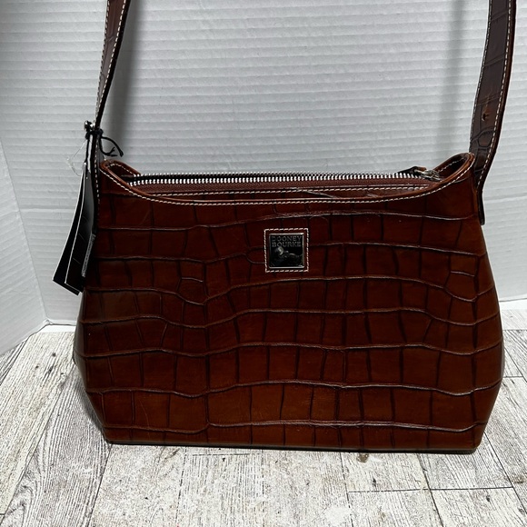 NEW Dooney & Bourke Bayou Top Zip Shoulder Bag croc pattern leather - Picture 3 of 14